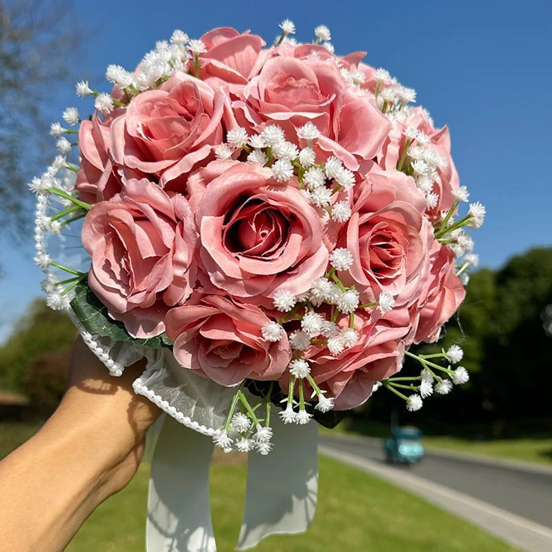 Wedding Bouquets Babysbreath Rose Bridesmaid
