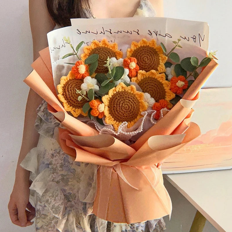 Handmade Finished Crochet SunFlower Bouquet