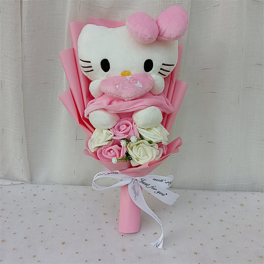 Kawaii Kitty Anime Bouquet With Rose